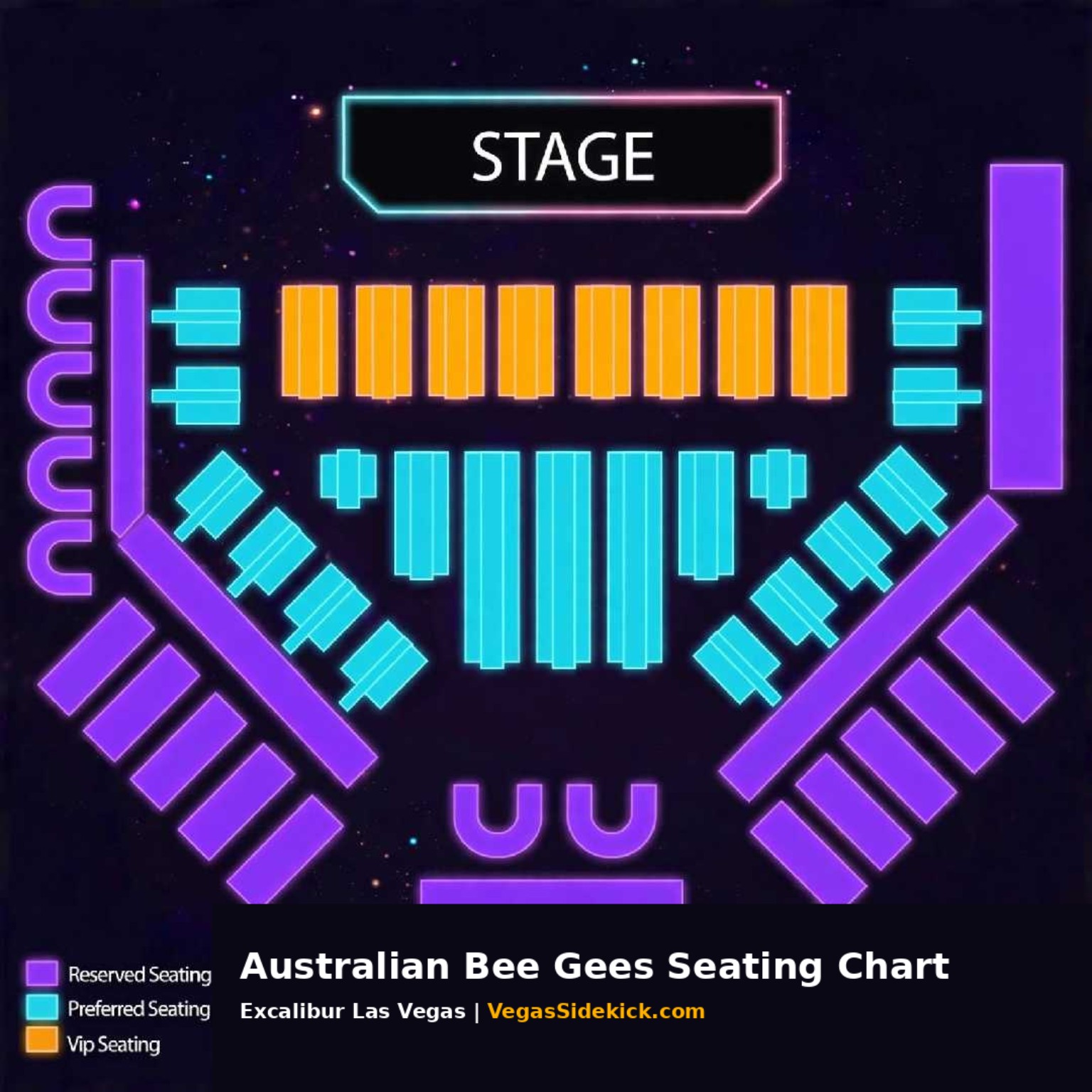 Australian Bee Gees seating chart at Excalibur Las Vegas