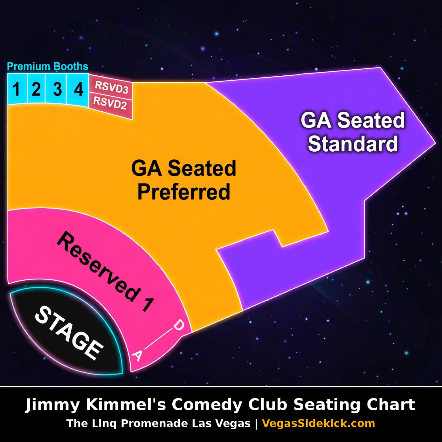 Jimmy Kimmel's Comedy Club seating chart at The LINQ Promenade
