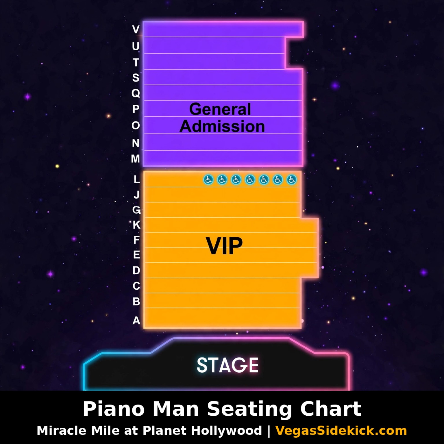 Piano Man seating chart at Miracle Mile Shops at Planet Hollywood