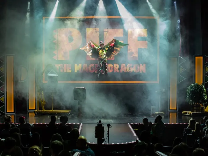 Piff The Magic Dragon spreads his wings on stage at the Flamingo Showroom Las Vegas