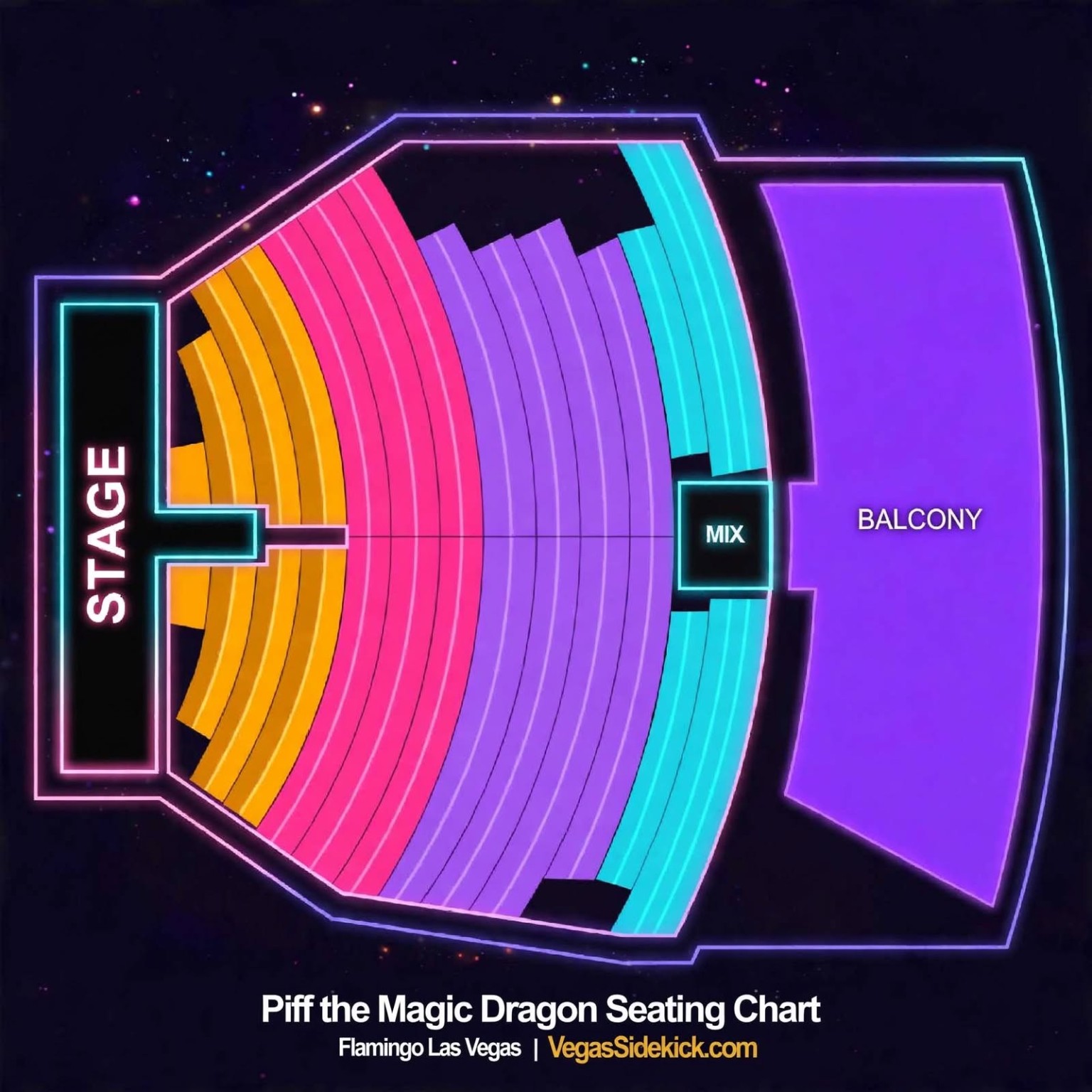 Piff The Magic Dragon seating chart at Flamingo Showroom