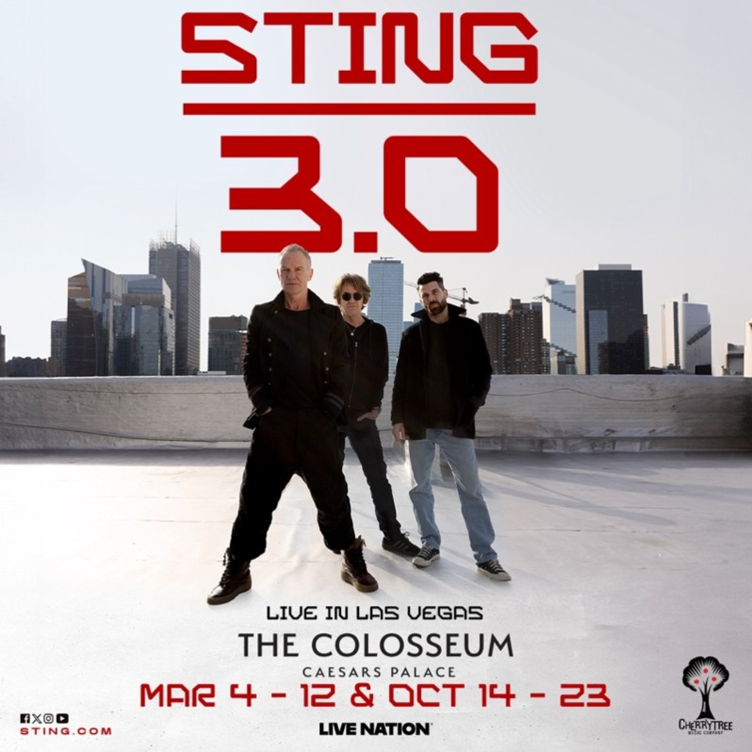 Sting 3.0 official Las Vegas 2027 residency artwork