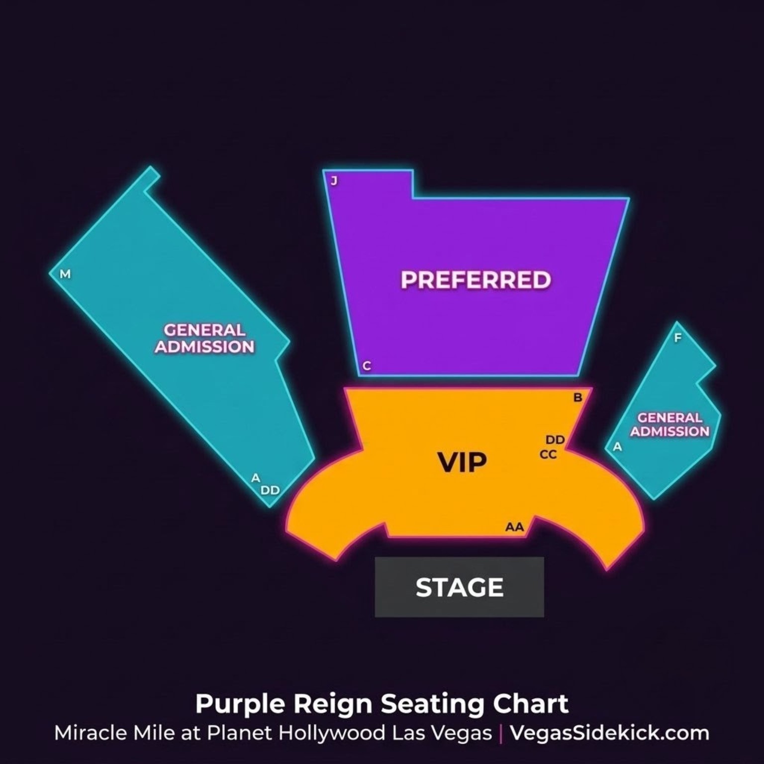 Purple Reign seating chart at Miracle Mile Shops at Planet Hollywood