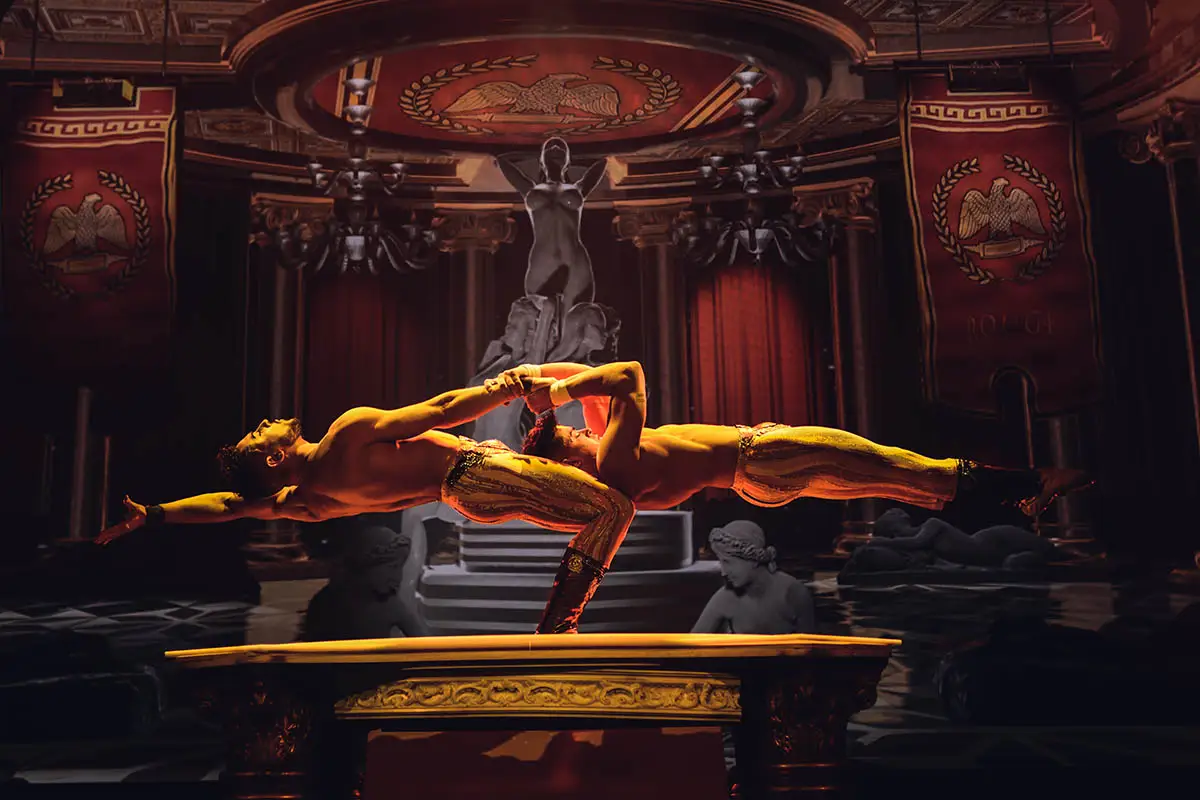Acrobatic duo performing at Rouge adult show The STRAT Theater Las Vegas