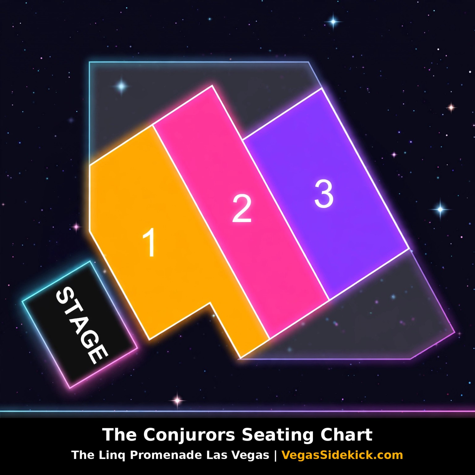 The Conjurors seating chart at The Magicians Room on the LINQ Promenade