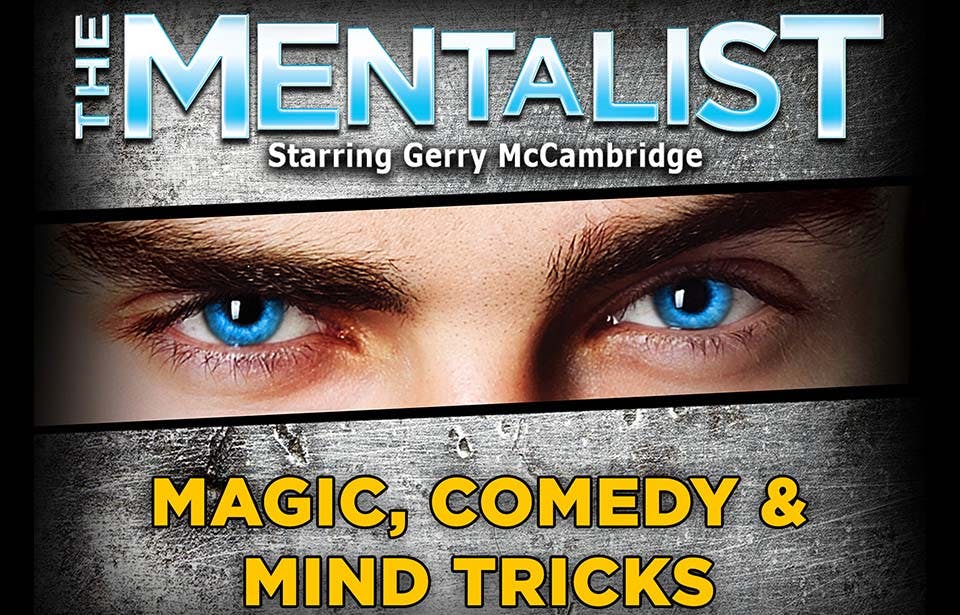 Promotional poster for The Mentalist starring Gerry McCambridge at V Theater upstairs inside Planet Hollywood Las Vegas