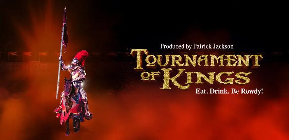 Tournament of Kings at Excalibur Hotel Las Vegas — armored knight on horseback at King Arthur's Arena